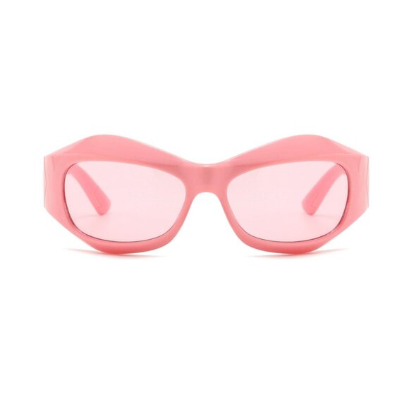 Women Sunglasses Pink Lens Fashion Designer Running Wrap Around  Thick Frame New - Picture 2 of 3